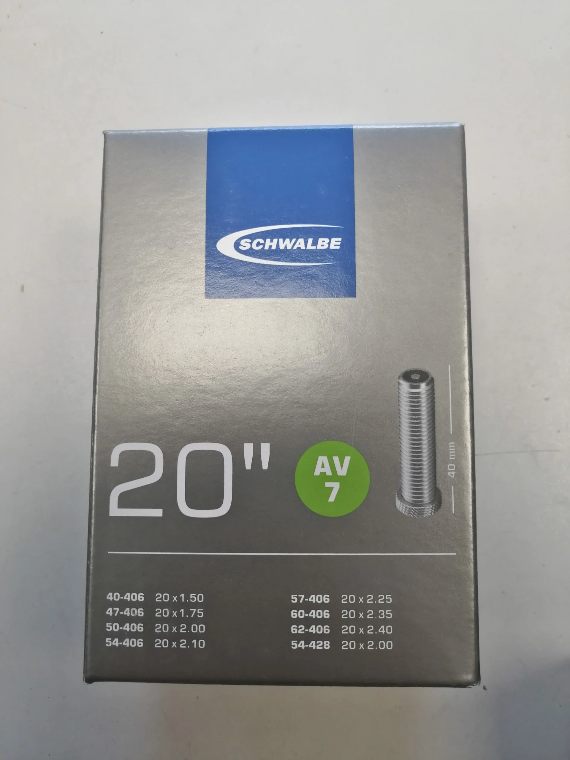 Schwalbe Fahrradschlauch AV Ventil Nr. 7 20" 40 Mm 40/62-406 1 Schwalbe Fahrradschlauch AV Ventil Nr. 7 20" 40 Mm 40/62-406