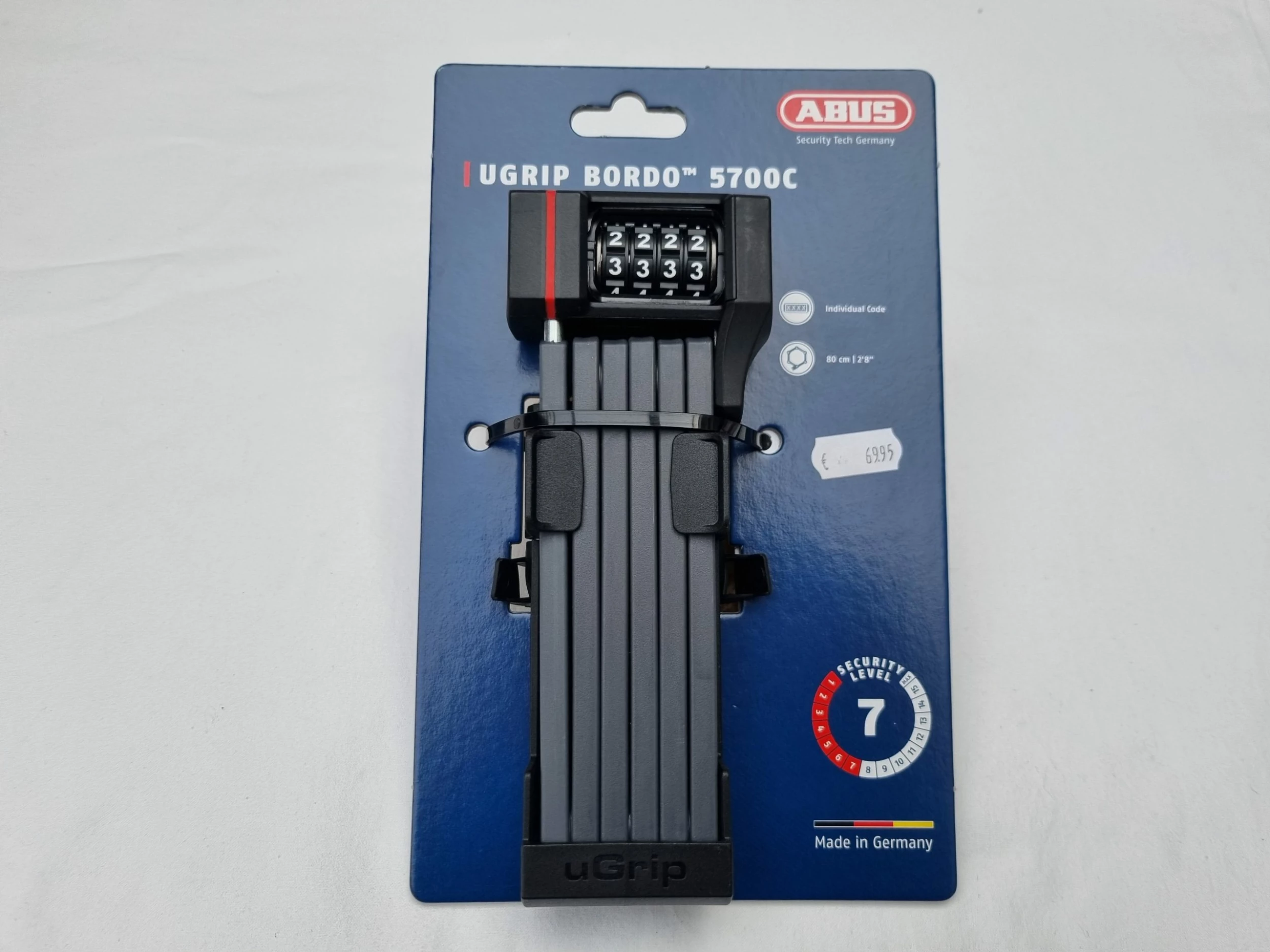 Abus Zahlen-Faltschloss UGrip Bordo 5700 Combo 80 Cm 1 Abus Zahlen-Faltschloss UGrip Bordo 5700 Combo 80 Cm